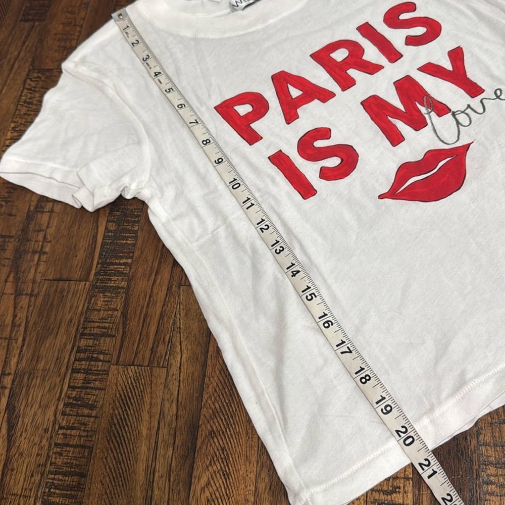 Wildfox White T-Shirt with Red Paris Is my Lover Print lips Graphics Small nwt - Picture 7 of 12